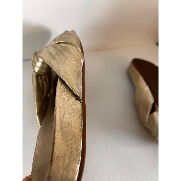 Tory Burch Logo Gold Puffy Knotted Slides Cloud Sandals Womens Shoes 8.5 - Picture 11 of 13